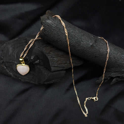 TURKISH NATURAL PINK CRYSTAL GOLD PLATED PENDANT D260-2